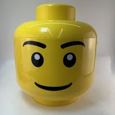 LEGO Large Yellow Minifigure Head Storage Container Stackable Smiling Boy