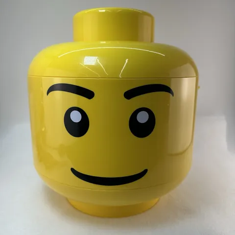 LEGO Large Yellow Minifigure Head Storage Container Stackable Smiling Boy
