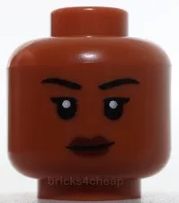 Lego 10x Sienna Minifig Head Female Black Thin Eyebrows Single Eyelashes Lips