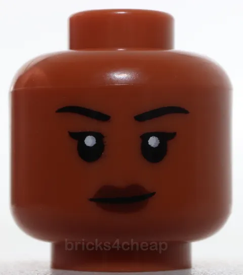 Lego 10x Sienna Minifig Head Female Black Thin Eyebrows Single Eyelashes Lips