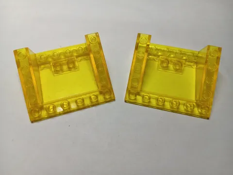LEGO LOT 2 TRANS YELLOW 5X6X2 INVERTED SLOPE 33° #4228 #6950 CLASSIC SPACE