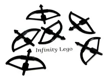 6 LEGO Black Minifigure Weapon Bow, Longbow with Arrow Castle 4499 61537
