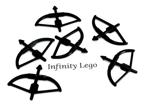 6 LEGO Black Minifigure Weapon Bow, Longbow with Arrow Castle 4499 61537