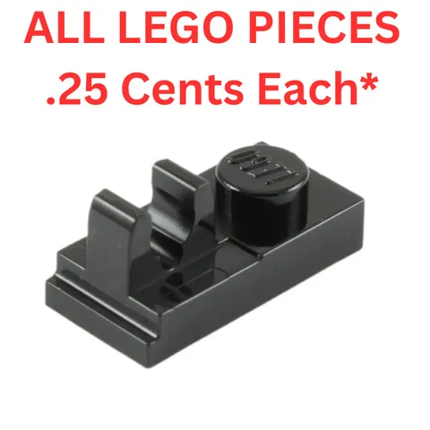 LEGO Plate 1x2 with Top Clip with Gap Black 92280 - Genuine LEGO Parts Pieces