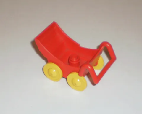 Lego DUPLO Red Stoller Baby Carriage with Yellow Wheels