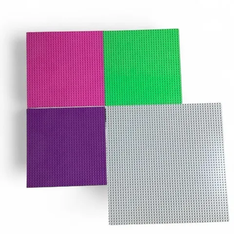 LEGO & BRIKS Baseplate Lot | 4 Assorted Baseplates | Pink, Purple, Green & Gray