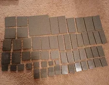 LEGO Gray Baseplates & Plates Bulk Lot of 55 Assorted Sizes