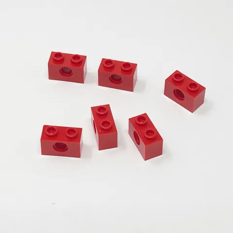 3700 LEGO Parts Technic Brick 1x2 w/ Hole RED (6)