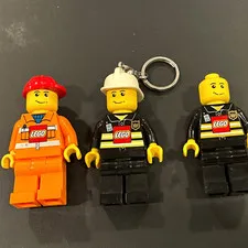 LEGO Minifigure Lot of 3 Orange & Black Outfits w/ 1 Minifigure Keychain