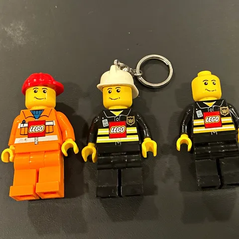 LEGO Minifigure Lot of 3 Orange & Black Outfits w/ 1 Minifigure Keychain