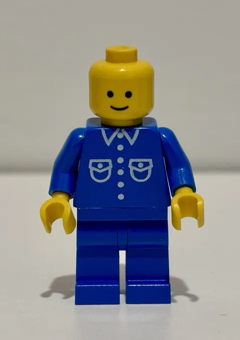 Vintage LEGO Classic Town Minifigure Blue Shirt Pockets Smiley Face 1970s 1980s