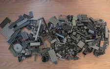 458g Mixed Lot of Gray Colored Lego Bricks (May contain some mega bloks)