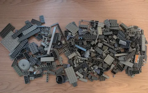 458g Mixed Lot of Gray Colored Lego Bricks (May contain some mega bloks)