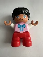 Lego Duplo Building Block Toy Figure Replacement GIRL Toddler Black Hair Pink