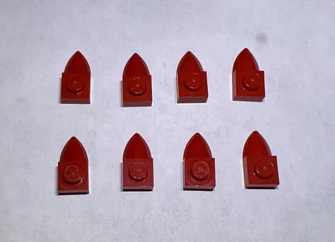 Lego Lot Of 8 Bright Red 1x1 Plate With Tooth Teeth New Part Spike