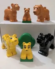 Vintage Lego Duplo Wild Cats #2665 Replacement Lot Of 7 Lions Tiger Cub Leopard 