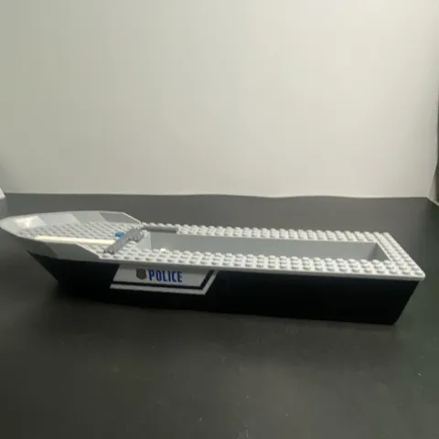 LEGO Police Boat Hull Black & Gray Custom Printed Large Base Piece
