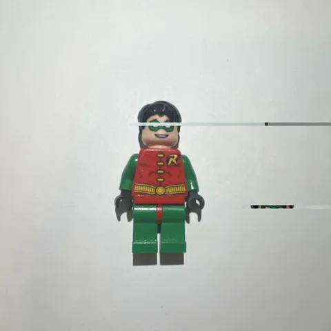 LEGO DC Robin Minifigure: Red Torso, Green Legs & Black Hair