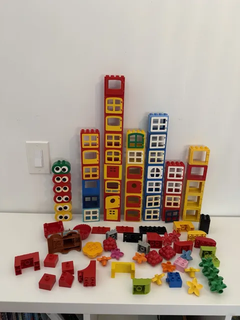 LEGO DUPLO Building Doors Windows House Parts Lot Fire Chief Eyes Pieces