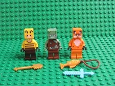 Lot LEGO Minecraft minifigures Beekeeper Drowned Zombie Fox Skin KK24