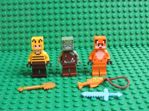 Lot LEGO Minecraft minifigures Beekeeper Drowned Zombie Fox Skin KK24
