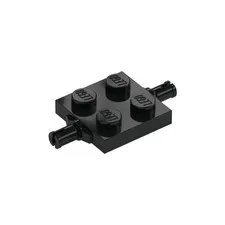 LEGO 8x Black Plate, Modified 2 x 2 with Wheels Holder inv.626