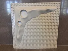 Vintage 1980s  LEGO Base Plate – Lunar Space Crater Moon Raised, Gray – 3947a