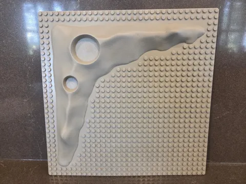 Vintage 1980s  LEGO Base Plate – Lunar Space Crater Moon Raised, Gray – 3947a