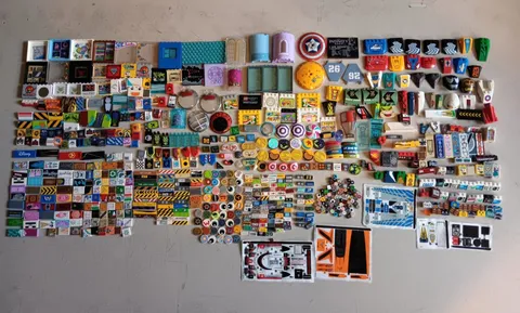 LEGO BULK LOT OF 720 DECORATIVE STICKER TILES SLOPES WEDGES BRICKS AND MORE