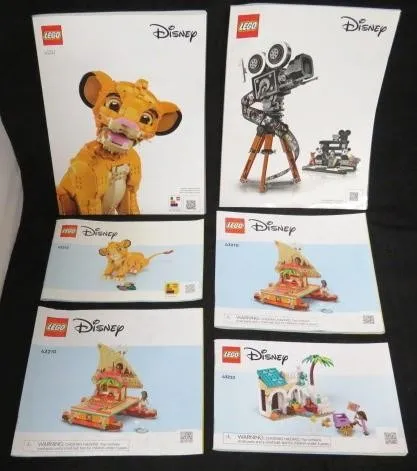 (6) Lego DISNEY (Instruction Manuals Only) 43247 & 43210 & 43223 & 43243 & Light