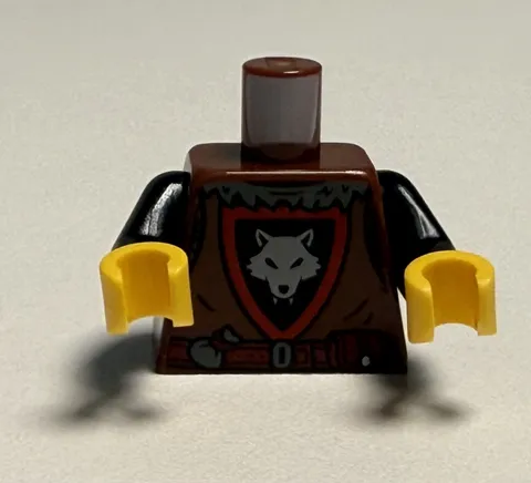 Lego New Minifigure Reddish Brown Torso Castle Wolfpack Black and Red Shield