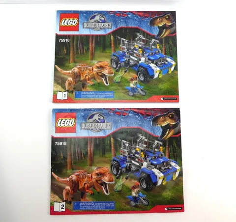 Lego JURASSIC WORLD: T. REX TRACKER Instruction Manuals 1 & 2 for Set 75918