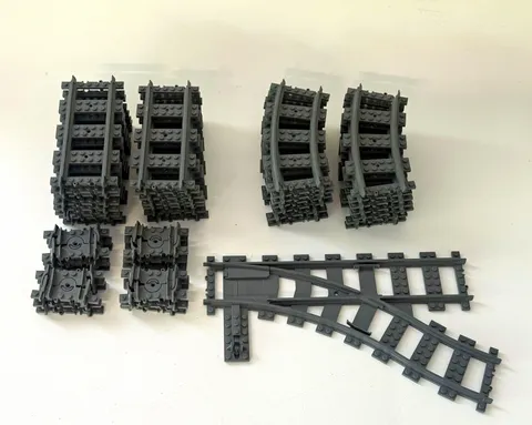 LEGO Train Track Lot 42 Pieces Straight Curved Short Switch Railroad Tracks