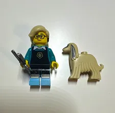 LEGO Pet Groomer Series 25 w/ Glasses Tan Dog Figure w/ Black Stick Accessory