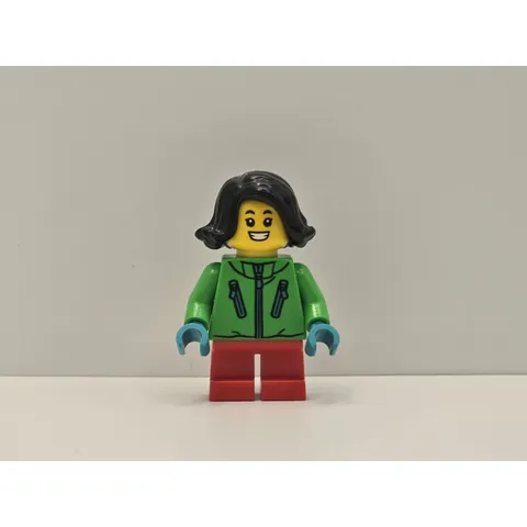 LEGO Holiday Minifigure Girl Bright Green Jacket hol275 New Seasonal