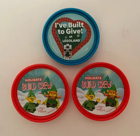 LEGOLAND Lego Christmas Pop Badge (3pcs) Happy Holidays 2024 Elf Crew NEW RARE
