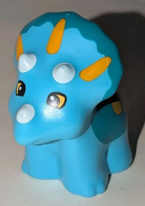 Lego Duplo Turquoise Azure TRICERATOPS BABY DINOSAUR Prehistoric Animal Zoo Park
