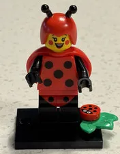 LEGO Minifigures Series 10 Ladybug Girl w/ Flower Accessory & Display Stand