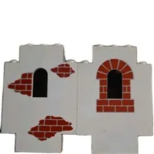 LEGO Pirates wall panel 2x5x6 - white & red printed brick window part 4444pb01 2