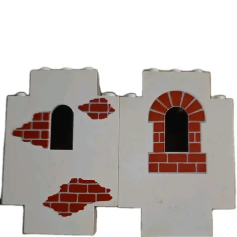 LEGO Pirates wall panel 2x5x6 - white & red printed brick window part 4444pb01 2