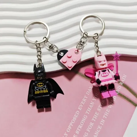 Exclusive Pink Fairy Batman Lego Keychain Valentine's Day Couple Cute Gifts US