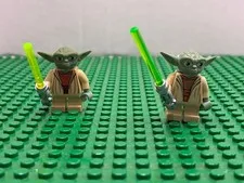Lego Star Wars Yodas minifigures from the Clone Wars, with lightsabers Original