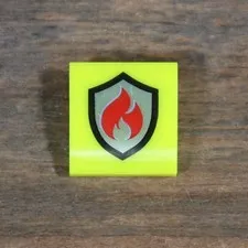 LEGO Town Slope Curved 2x2x2/3 with Red and Silver Fire Logo Pattern 15068pb395