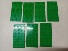 LEGO BULK LOT 7 GREEN 8X16 STUD BASE PLATES #92438 5" x 2.5"