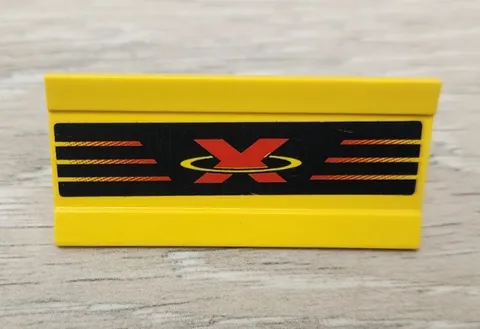Lego 2440pb001 Yellow Vehicle Spoiler Plow Blade 6 x 3 Extreme Team Logo Pattern