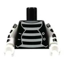 Lego Minifigure Black Torso Mime Shirt White Stripes White Button Vest