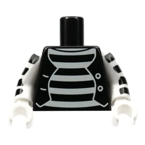 Lego Minifigure Black Torso Mime Shirt White Stripes White Button Vest