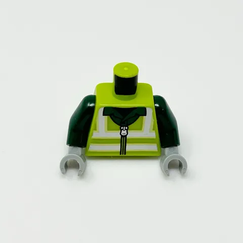 LEGO Minifigure Torso Lime Safety Vest Reflective Stripes Zipper 973pb6522c01