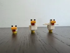 (Lot of 3) Lego Minecraft Chicken Minifigures White Feathers 21140 Chics
