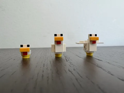 (Lot of 3) Lego Minecraft Chicken Minifigures White Feathers 21140 Chics